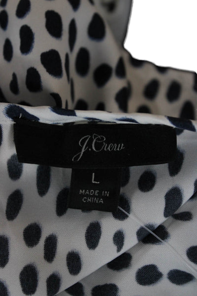 J Crew Women White Animal Print Square Neck Camisole Polyester Sleeveless Size L