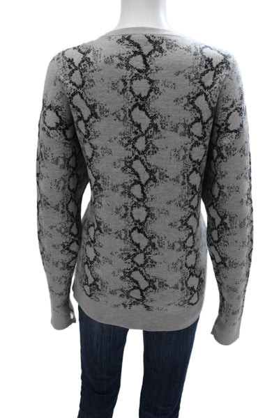 Pam & Gela Womens Wool Animal Print Crew Neck Pullover Sweater Gray Size L