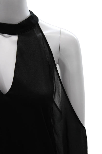 Zara Woman Women Black Halter Long Sleeve Blouse Polyester Pullover Size S