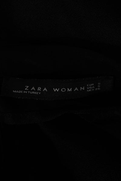 Zara Woman Women Black Halter Long Sleeve Blouse Polyester Pullover Size S