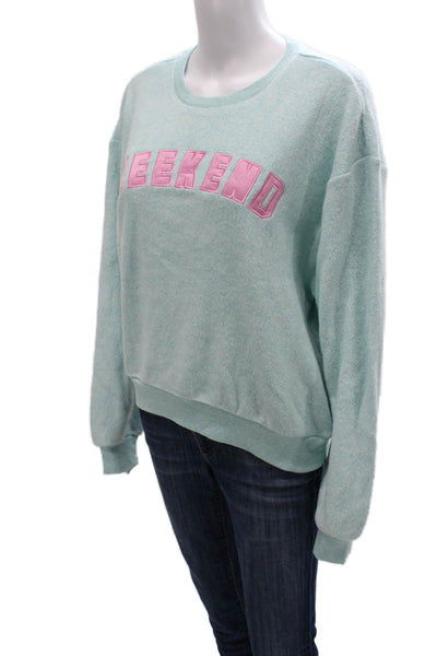 PJ Salvage Women Pullover Sweatshirt Blue Cotton Long Sleeve Crew Neck Size S