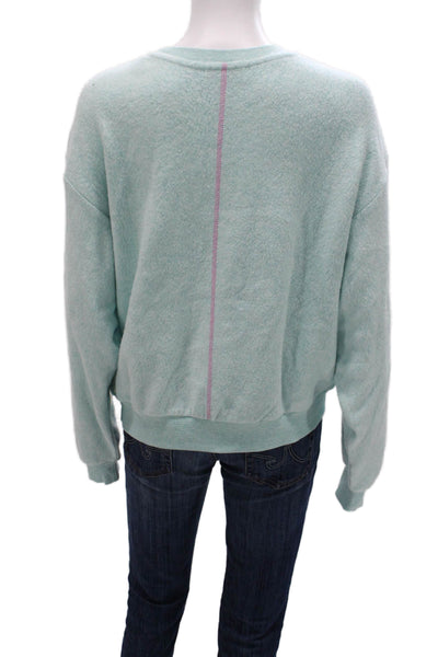 PJ Salvage Women Pullover Sweatshirt Blue Cotton Long Sleeve Crew Neck Size S