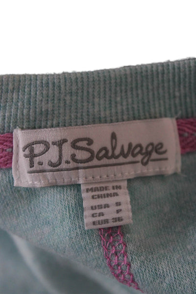 PJ Salvage Women Pullover Sweatshirt Blue Cotton Long Sleeve Crew Neck Size S