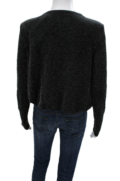 Bailey 44 Womens Basic V Neck Nylon Blouse Long Sleeve Pullover Black Size S