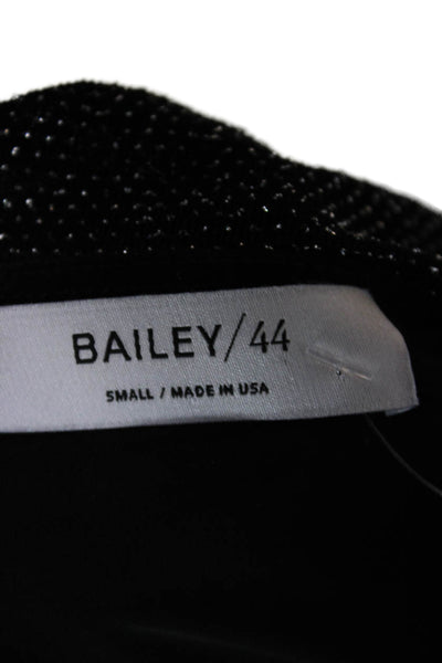 Bailey 44 Womens Basic V Neck Nylon Blouse Long Sleeve Pullover Black Size S