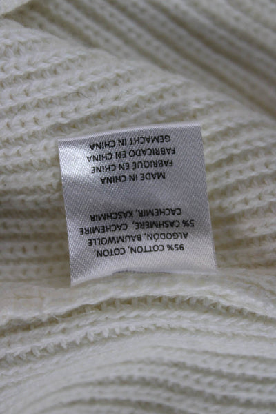 Minnie Rose Women Pullover Sweater Cotton Crew Neck Long Sleeve White Size S
