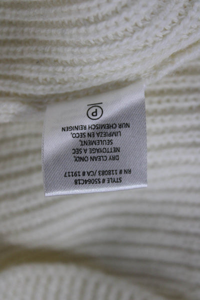 Minnie Rose Women Pullover Sweater Cotton Crew Neck Long Sleeve White Size S