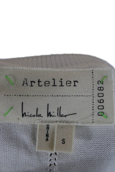 Nicole Miller Women White Basic Sleeveless Viscose Round Neck Tank Size S