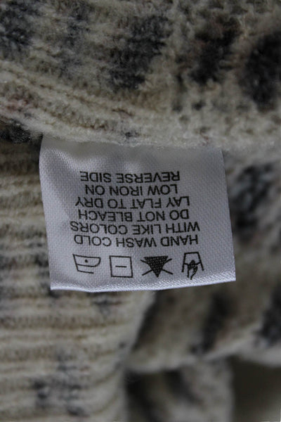 LNA Womens Cardigan Animal Print V-Neck Long Sleeve Beige Acrylic Size XS