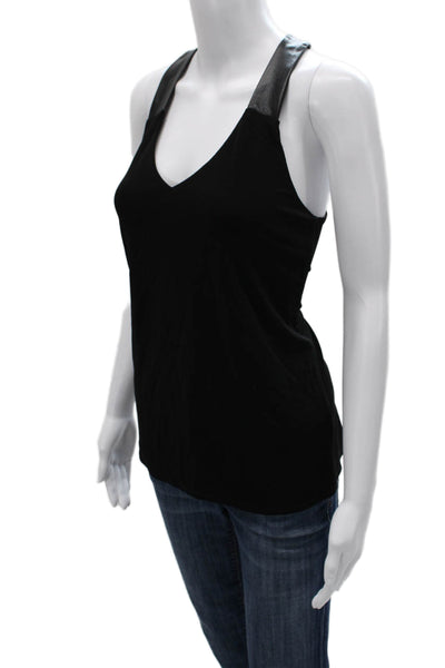 Iris Setlakwe Women Black Acetate V-Neck Sleeveless Basic Tank Size S