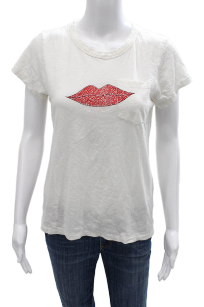 Rag & Bone Women White Crew Neck Short Sleeve T-Shirt Pima Cotton Size S