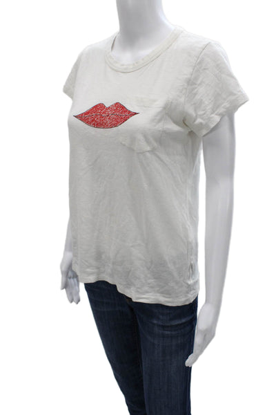Rag & Bone Women White Crew Neck Short Sleeve T-Shirt Pima Cotton Size S