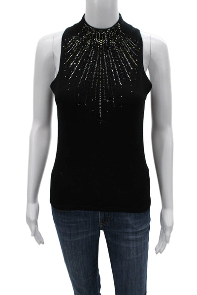 Autumn Cashmere Women Black High Neck Sleeveless Basic Tank Size S