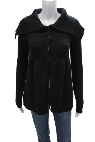 Vince Womens Wool Collared Black Cardigan Long Sleeve Solid Size S