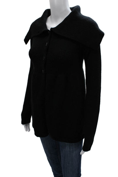 Vince Womens Wool Collared Black Cardigan Long Sleeve Solid Size S