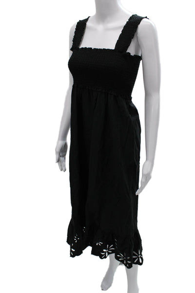 Rails Womens Black Organic Cotton Square Neck Sundress Sleeveless Petite Size S