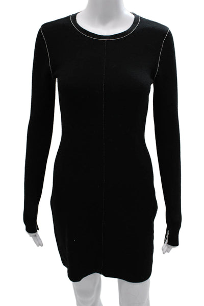 Rag & Bone Womens Sweater Dress Black Merino Wool Long Sleeve Crew Neck Size XS