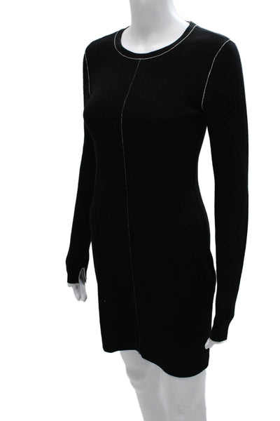 Rag & Bone Womens Sweater Dress Black Merino Wool Long Sleeve Crew Neck Size XS