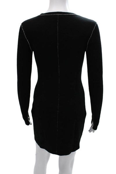 Rag & Bone Womens Sweater Dress Black Merino Wool Long Sleeve Crew Neck Size XS
