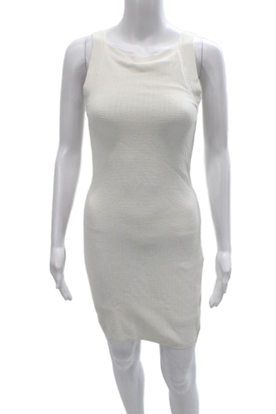 Rag & Bone Women Striped White Rayon Bodycon Dress Sleeveless Crew Neck Size XS
