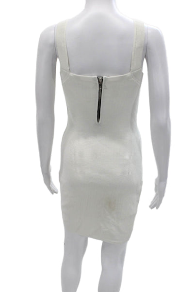 Rag & Bone Women Striped White Rayon Bodycon Dress Sleeveless Crew Neck Size XS