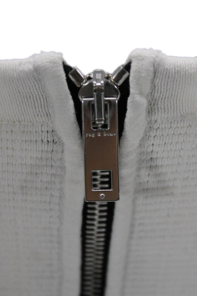 Rag & Bone Women Striped White Rayon Bodycon Dress Sleeveless Crew Neck Size XS