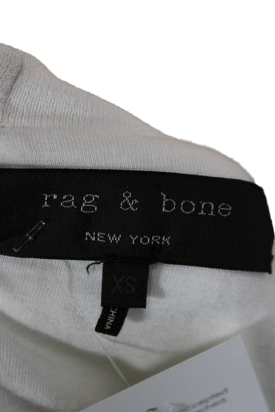 Rag & Bone Women Striped White Rayon Bodycon Dress Sleeveless Crew Neck Size XS