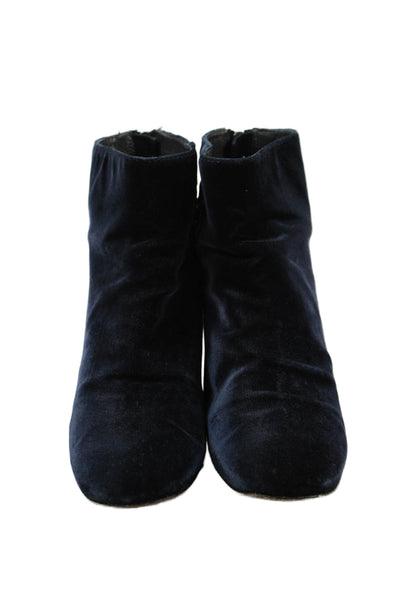 Stuart Weitzman Womens Back Zip Block Heel Velvet Booties Deep Navy Size 7M