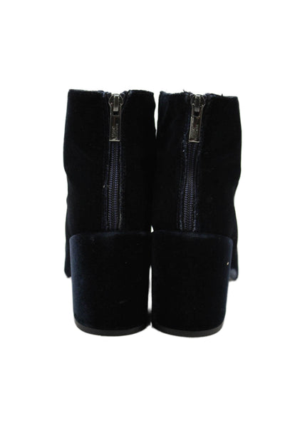 Stuart Weitzman Womens Back Zip Block Heel Velvet Booties Deep Navy Size 7M