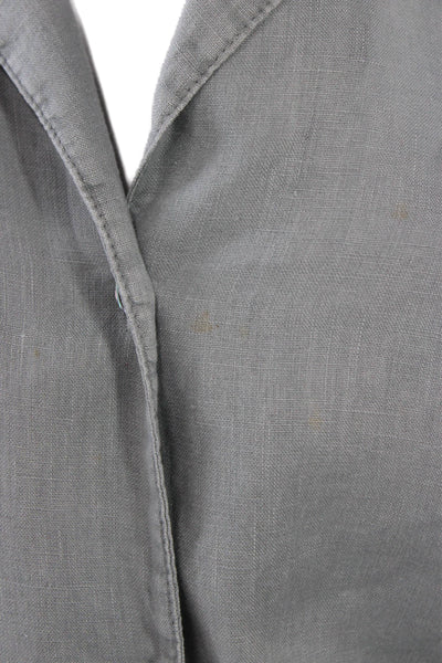 Standard James Perse Womens Romper Gray Linen Collared Long Sleeve Size 2
