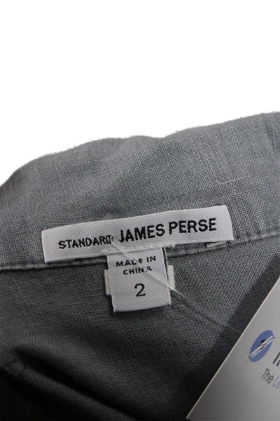 Standard James Perse Womens Romper Gray Linen Collared Long Sleeve Size 2