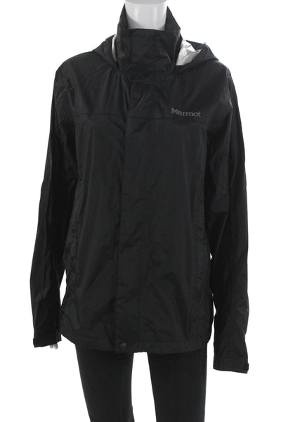 Marmot Women Rain Coat Black Nylon Zip Size S