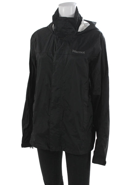 Marmot Women Rain Coat Black Nylon Zip Size S