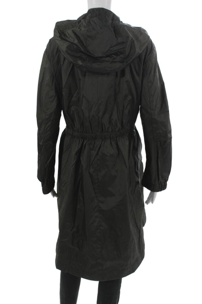 S Max Mara Women Rain Coat Green Nylon Zip Long Sleeve Size S