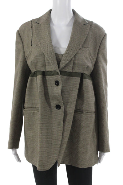 Sacai Womens Multicolor Check Wool Jacket Buttoned Long Sleeve Fall Size 1