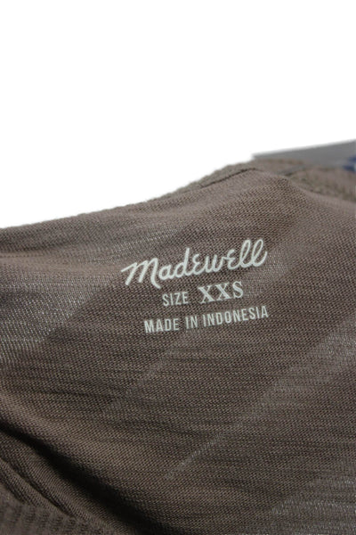 Madewell Womens Ivory Colorblock Cotton Crewneck Long Sleeve T-Shirt Size 2XS