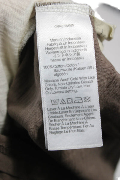 Madewell Womens Ivory Colorblock Cotton Crewneck Long Sleeve T-Shirt Size 2XS
