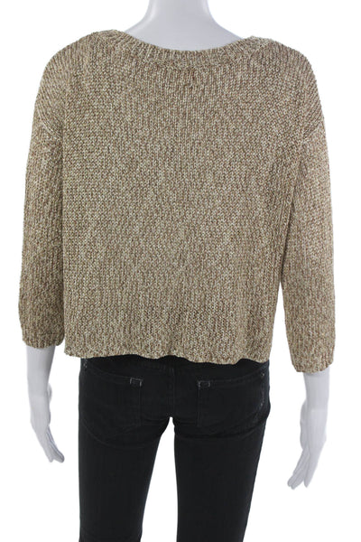 Parker Womens Pullover Sweater Viscose Crew Neck 3/4 Sleeve Gold Size XS