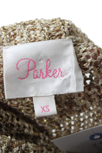 Parker Womens Pullover Sweater Viscose Crew Neck 3/4 Sleeve Gold Size XS