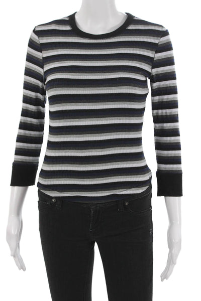 Intimately Free People Women Basic Striped Crewneck 3/4 Tee Multicolor Size S