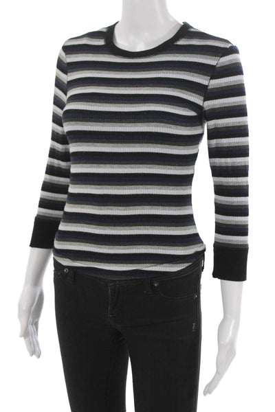 Intimately Free People Women Basic Striped Crewneck 3/4 Tee Multicolor Size S
