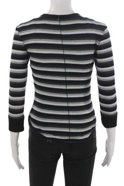 Intimately Free People Women Basic Striped Crewneck 3/4 Tee Multicolor Size S