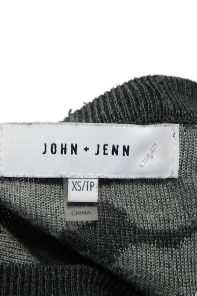 John & Jenn Womens Gray Floral Pullover Sweater Size XS