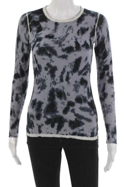Kokun Womens Basic Tie-Dye Bamboo Long Sleeve Round Neck T-Shirt Size S