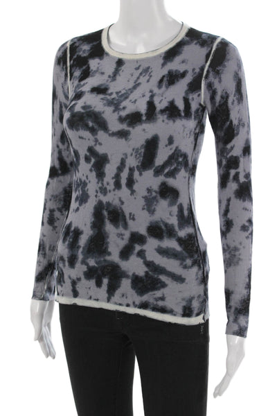 Kokun Womens Basic Tie-Dye Bamboo Long Sleeve Round Neck T-Shirt Size S