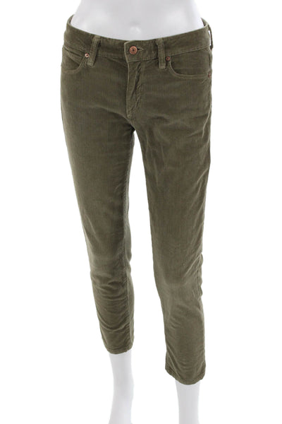 Vince Women Ankle Pants Green Cotton Button Size 27