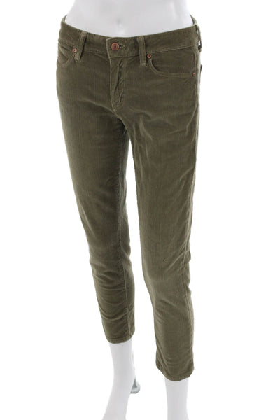 Vince Women Ankle Pants Green Cotton Button Size 27