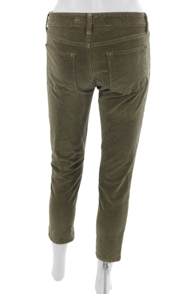 Vince Women Ankle Pants Green Cotton Button Size 27