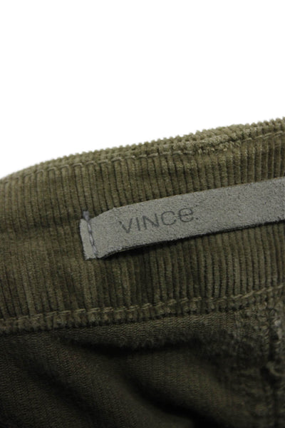 Vince Women Ankle Pants Green Cotton Button Size 27