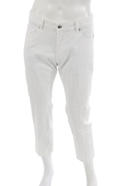 Peter Millar Mens Cropped Jeans White Cotton Button Size 34